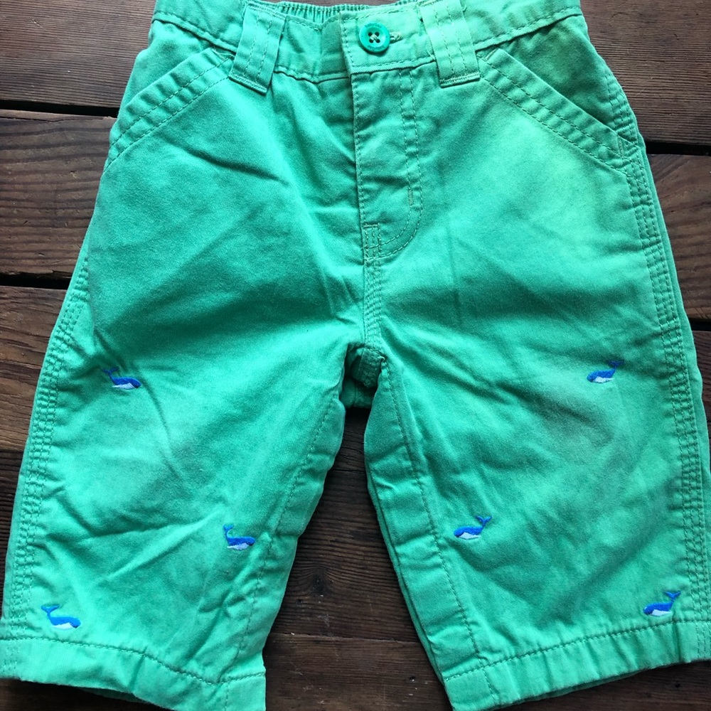 Cotton whale embroidered cotton pants
